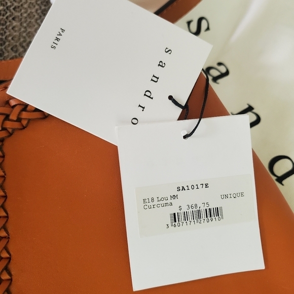 Sandro "Lou MM Curcuma" Cognac Braided Shoulder Bag - Picture 4 of 15